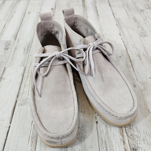 Everlane Moc Toe Wild Grey Neutral Suede Shoes Chukka Boots - Picture 2 of 9